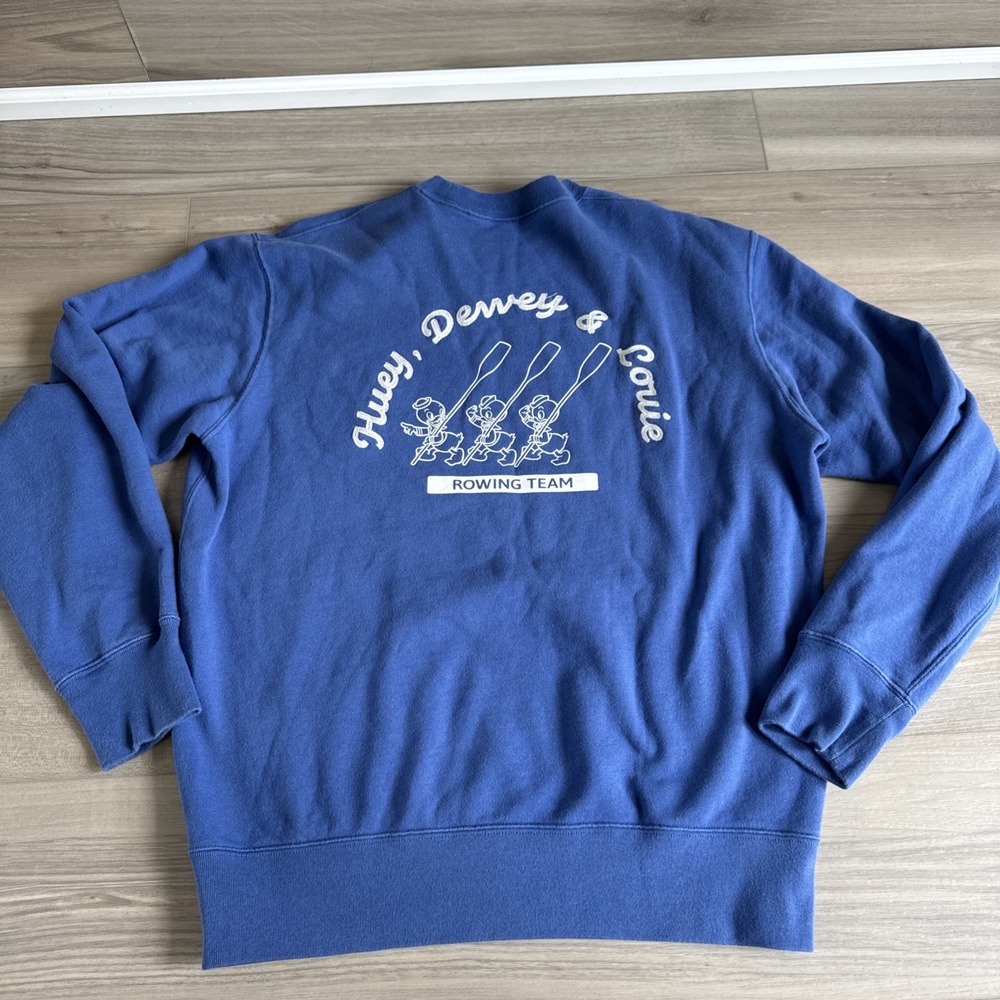 UNIQLO Disney Crewneck Rowing Sweatshirt‎ Huey Dewey Lowie Donald Duck Sz M Blue